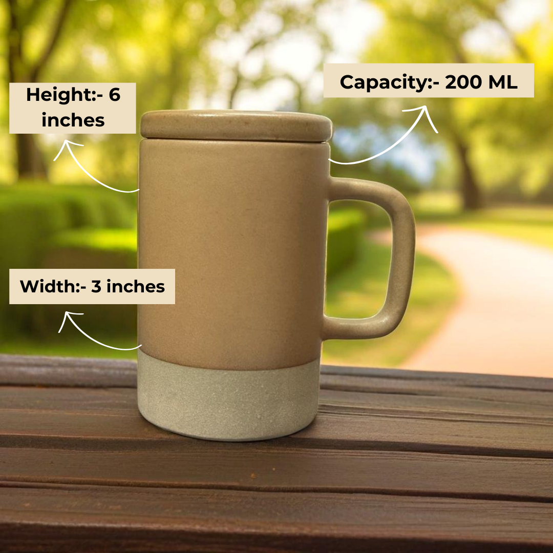 Utensil Master Cup || Cup with Lid || 200 ML|| Brown, Grey and White