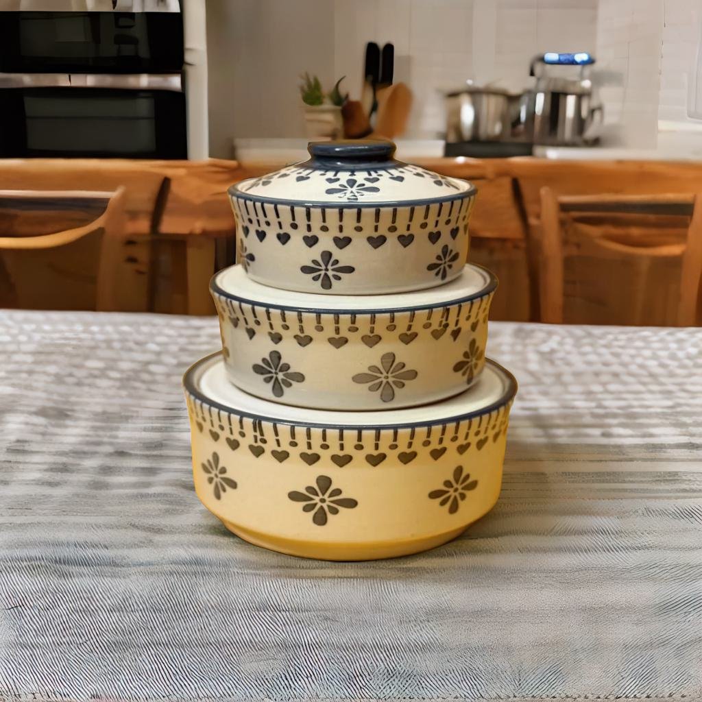 Designer Ceramic Donga Set of 3 Bowls